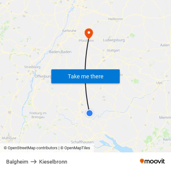 Balgheim to Kieselbronn map