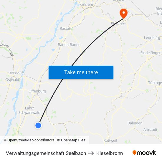 Verwaltungsgemeinschaft Seelbach to Kieselbronn map