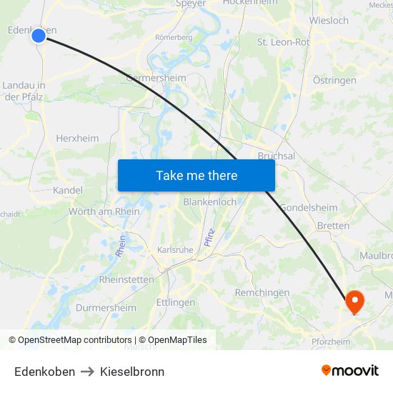 Edenkoben to Kieselbronn map