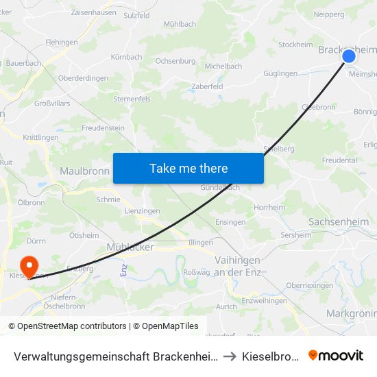 Verwaltungsgemeinschaft Brackenheim to Kieselbronn map