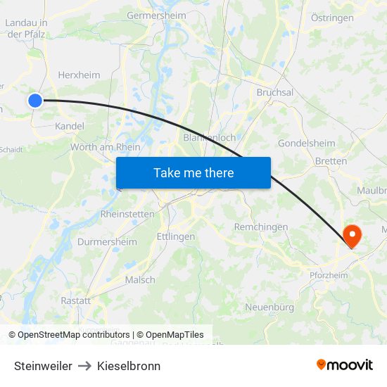Steinweiler to Kieselbronn map