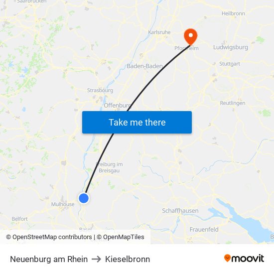 Neuenburg am Rhein to Kieselbronn map