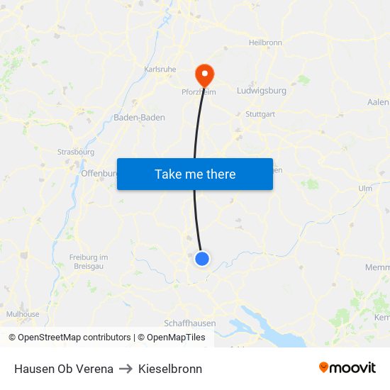 Hausen Ob Verena to Kieselbronn map