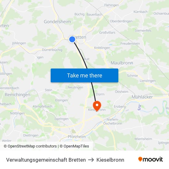 Verwaltungsgemeinschaft Bretten to Kieselbronn map