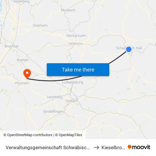 Verwaltungsgemeinschaft Schwäbisch Hall to Kieselbronn map