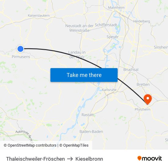 Thaleischweiler-Fröschen to Kieselbronn map