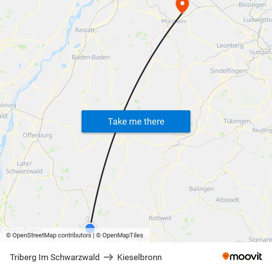 Triberg Im Schwarzwald to Kieselbronn map