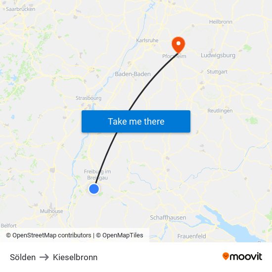 Sölden to Kieselbronn map