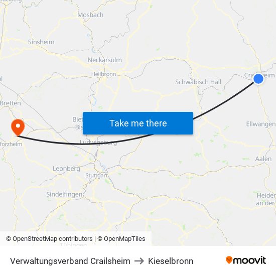 Verwaltungsverband Crailsheim to Kieselbronn map