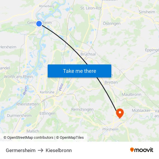 Germersheim to Kieselbronn map