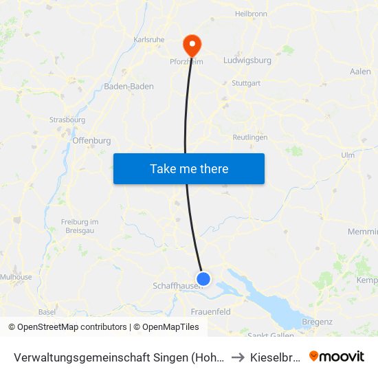 Verwaltungsgemeinschaft Singen (Hohentwiel) to Kieselbronn map