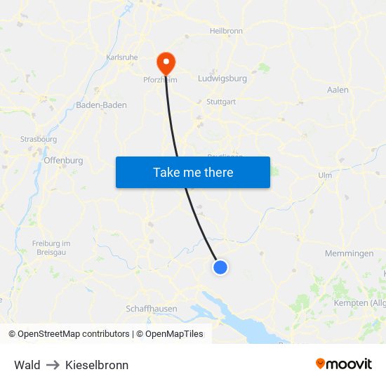 Wald to Kieselbronn map