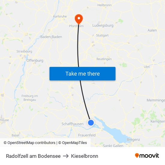 Radolfzell am Bodensee to Kieselbronn map