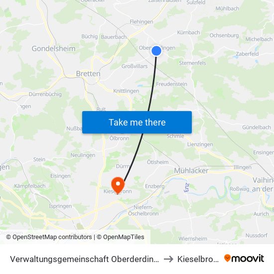 Verwaltungsgemeinschaft Oberderdingen to Kieselbronn map