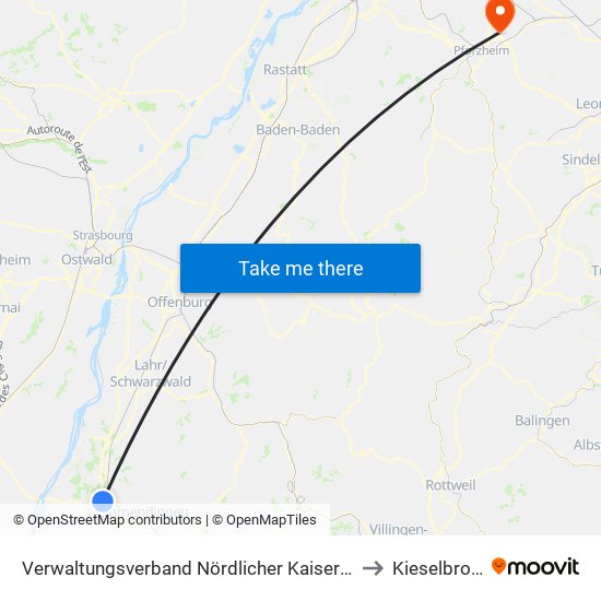 Verwaltungsverband Nördlicher Kaiserstuhl to Kieselbronn map