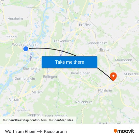 Wörth am Rhein to Kieselbronn map