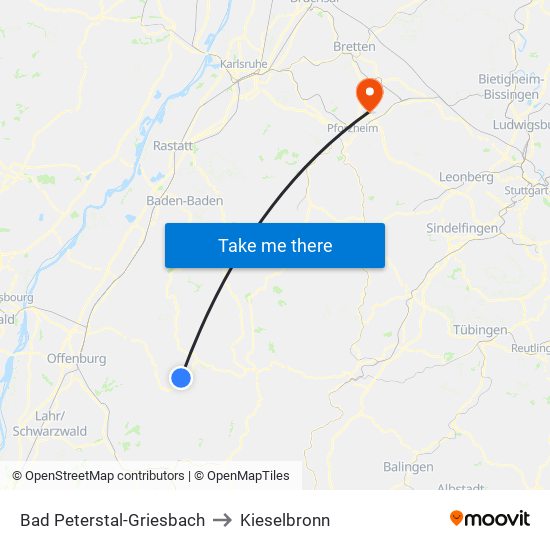 Bad Peterstal-Griesbach to Kieselbronn map