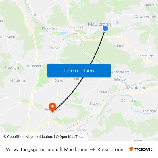 Verwaltungsgemeinschaft Maulbronn to Kieselbronn map