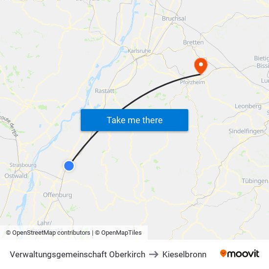 Verwaltungsgemeinschaft Oberkirch to Kieselbronn map