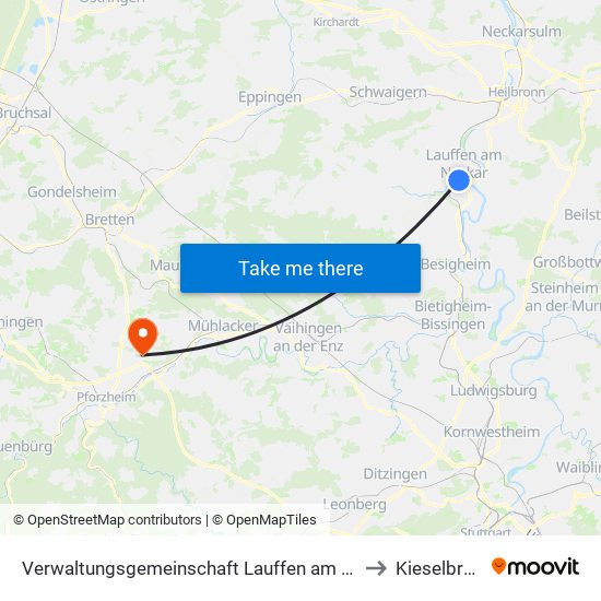 Verwaltungsgemeinschaft Lauffen am Neckar to Kieselbronn map