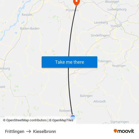 Frittlingen to Kieselbronn map