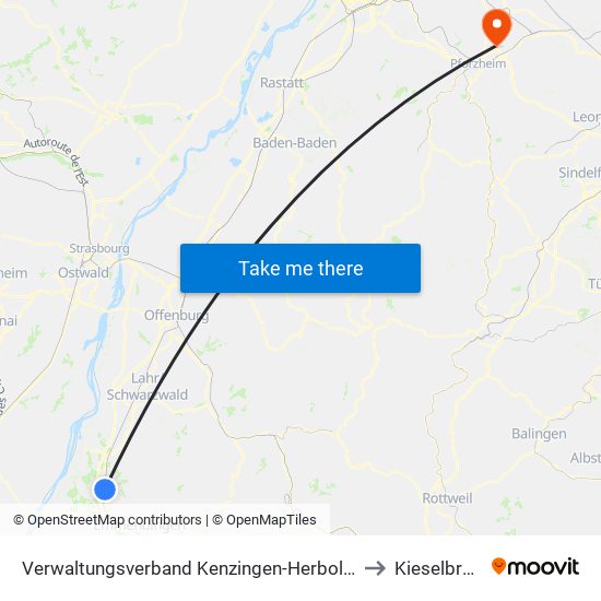 Verwaltungsverband Kenzingen-Herbolzheim to Kieselbronn map