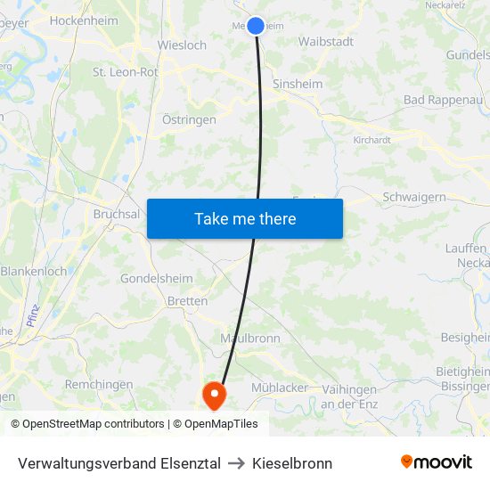 Verwaltungsverband Elsenztal to Kieselbronn map