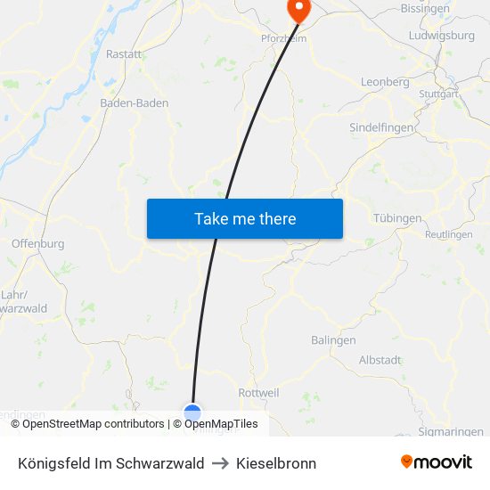Königsfeld Im Schwarzwald to Kieselbronn map