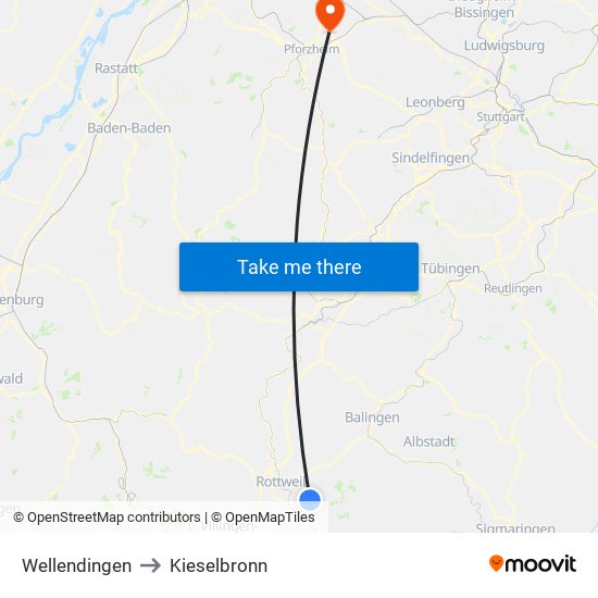 Wellendingen to Kieselbronn map