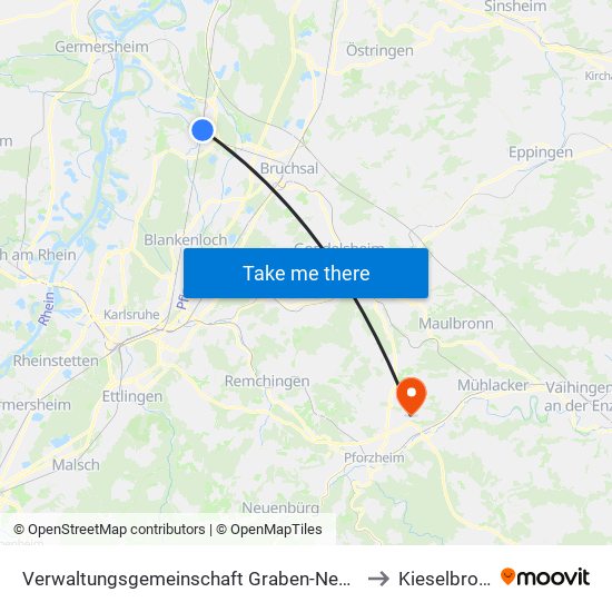 Verwaltungsgemeinschaft Graben-Neudorf to Kieselbronn map