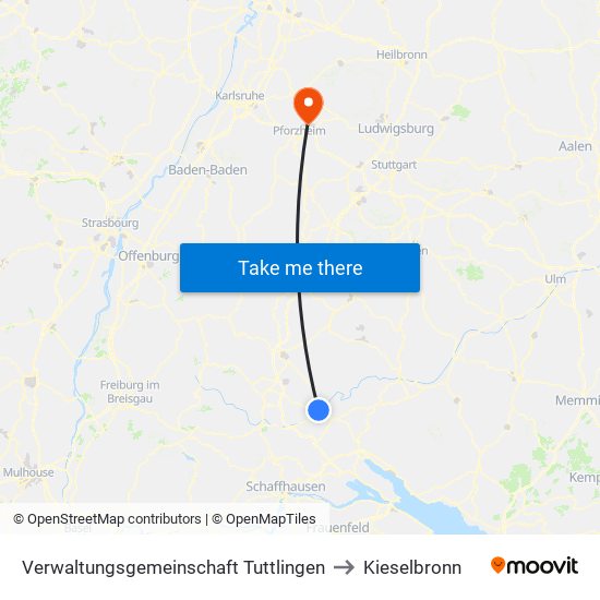 Verwaltungsgemeinschaft Tuttlingen to Kieselbronn map