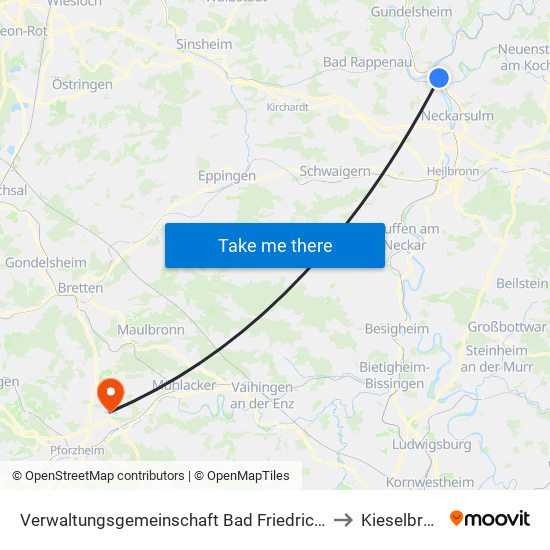 Verwaltungsgemeinschaft Bad Friedrichshall to Kieselbronn map