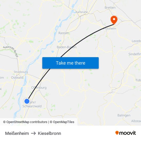 Meißenheim to Kieselbronn map