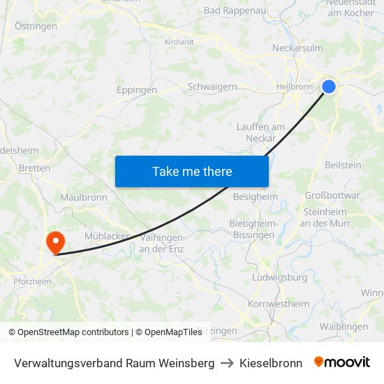 Verwaltungsverband Raum Weinsberg to Kieselbronn map