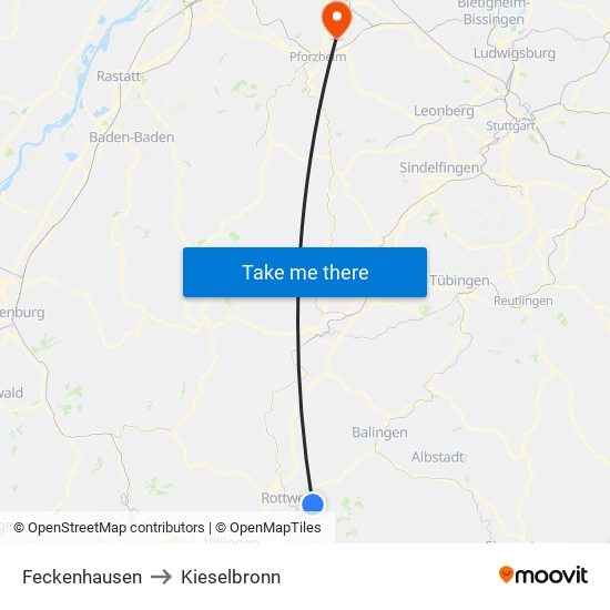 Feckenhausen to Kieselbronn map