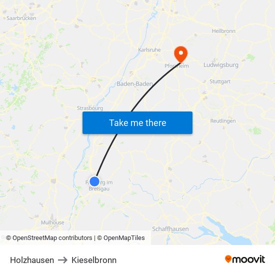 Holzhausen to Kieselbronn map