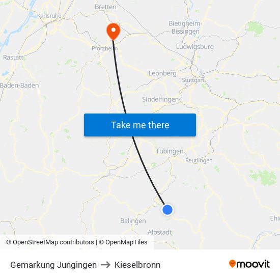 Gemarkung Jungingen to Kieselbronn map