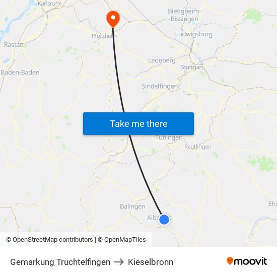 Gemarkung Truchtelfingen to Kieselbronn map