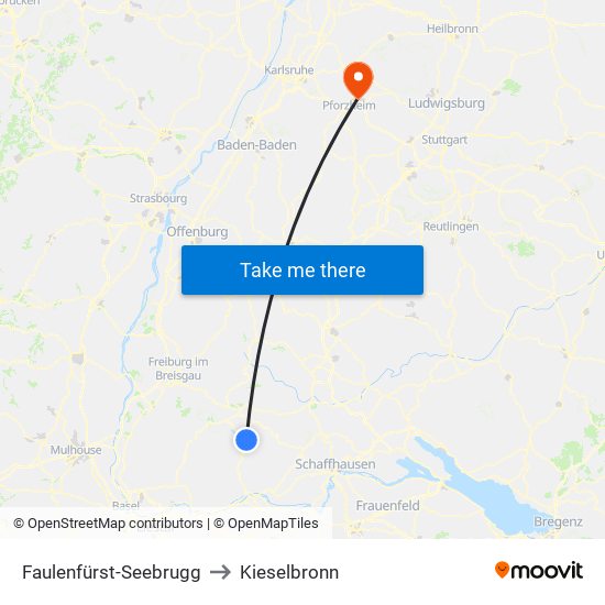 Faulenfürst-Seebrugg to Kieselbronn map