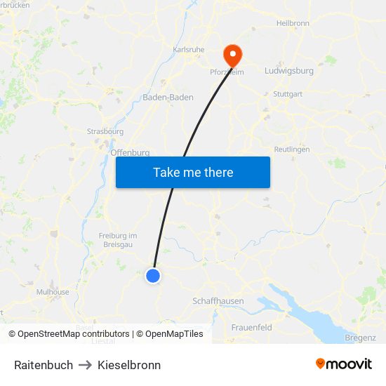 Raitenbuch to Kieselbronn map