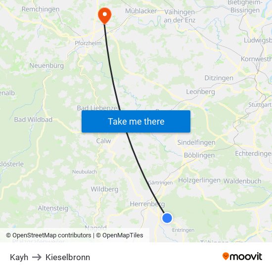 Kayh to Kieselbronn map