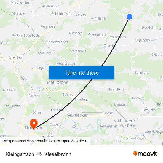 Kleingartach to Kieselbronn map