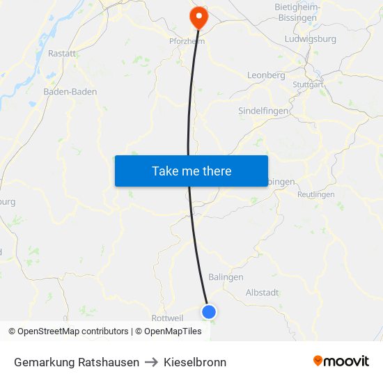 Gemarkung Ratshausen to Kieselbronn map