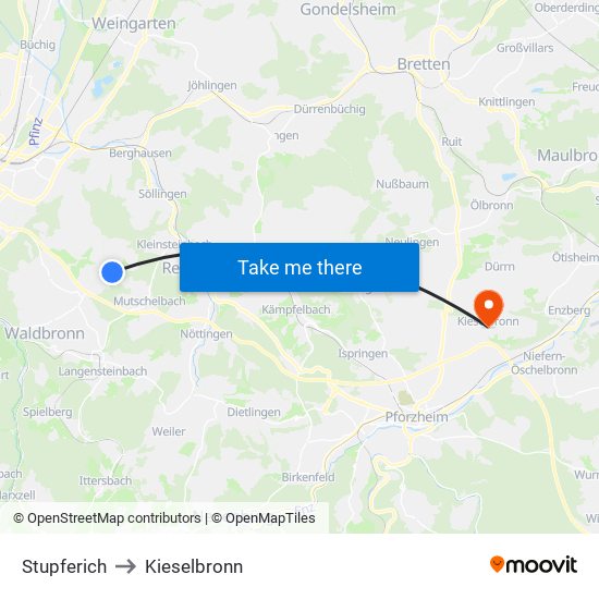 Stupferich to Kieselbronn map
