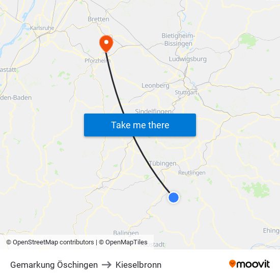 Gemarkung Öschingen to Kieselbronn map