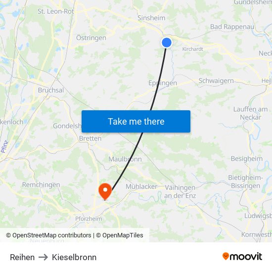 Reihen to Kieselbronn map