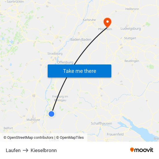 Laufen to Kieselbronn map