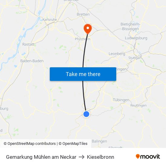 Gemarkung Mühlen am Neckar to Kieselbronn map