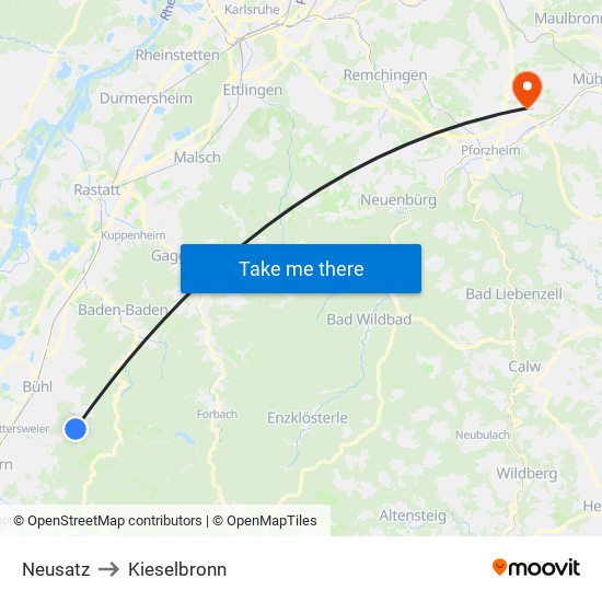 Neusatz to Kieselbronn map