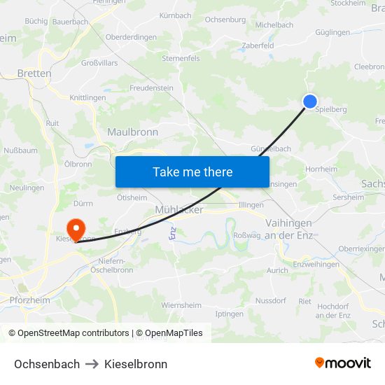 Ochsenbach to Kieselbronn map